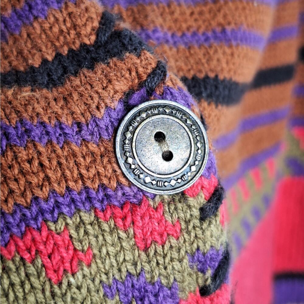 Vintage 90s Sweater Vest High Gate Southwestern Eclectic Grandpa PM Ramie Cotton - Picture 6 of 9